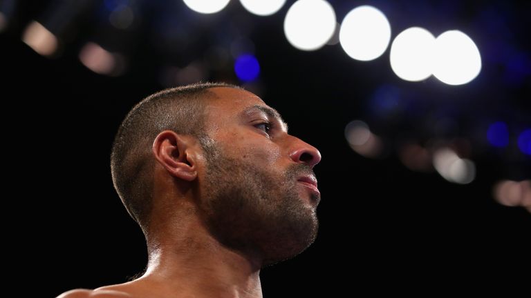 Kell Brook looks on prior to the IBF World Welterweight Championship v Kevin Bizier at Sheffield Arena, March 2016