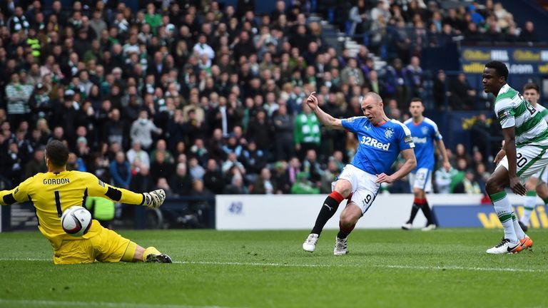 Rangers' Kenny Miller breaks the deadlock against Celtic at Hampden Park