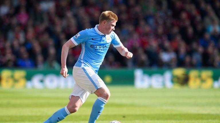 Kevin De Bruyne of Manchester City in action during the match against Bournemouth