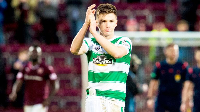 Celtic defender Kieran Tierney won his first Scotland cap in midweek