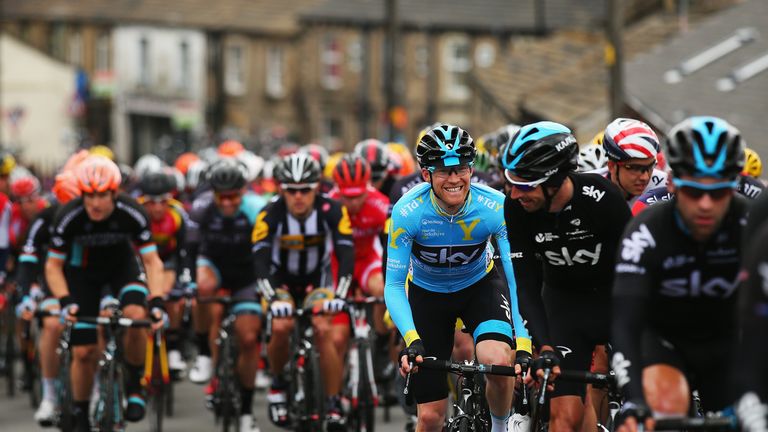 LEEDS, ENGLAND - MAY 03:  Race leader Lars-Petter Nordhaug of Norway and Team SKY in action during stage 3 of the 2015 Tour de Yorkshire from Wakefield to 