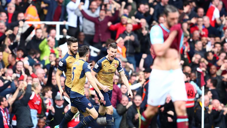 Laurent Koscielny of Arsenal celebrates 