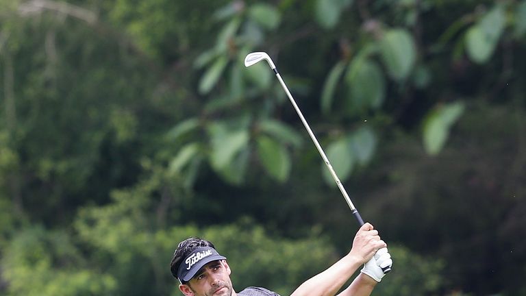 Lee Slattery of England plays a shot during the final round of the Shenzhen International at Genzon Golf Club on April 24, 2016 in Shenzhen, China. 