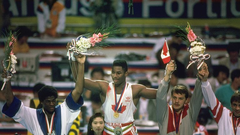 Lennox Lewis of Canada wins Olympics