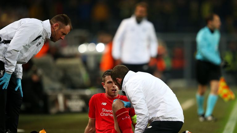 Jordan Henderson was replaced at half-time after picking up an injury
