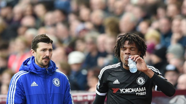 Loic Remy (R )of Chelsea walks off the pitch