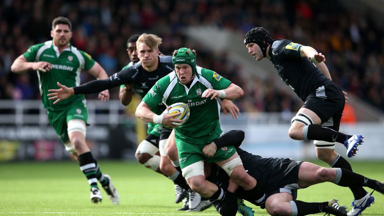 Luke Narraway (centre) in action for London Irish