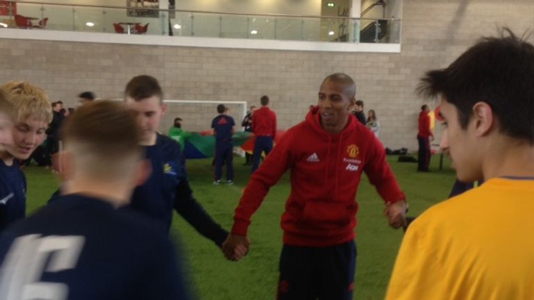 Ashley Young takes part in the Manchester United Foundation activities 