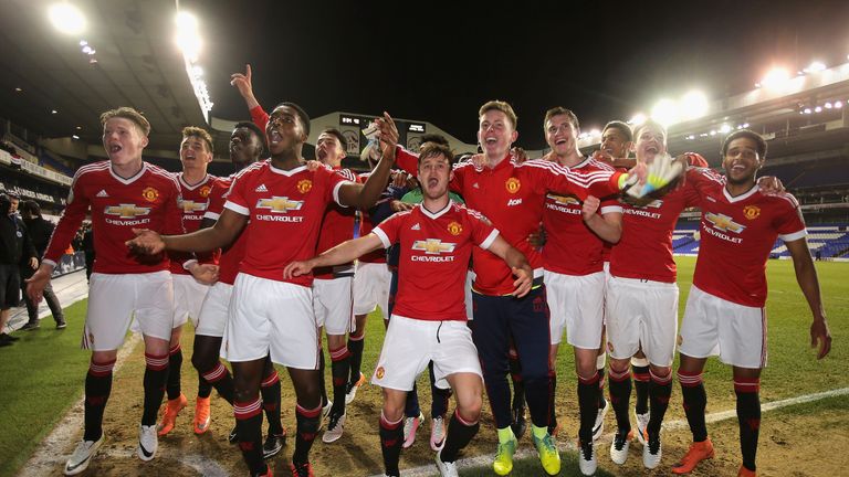 Manchester United U21s squad celebrate title success