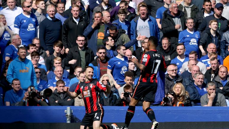 AFC Bournemouth's Marc Pugh (left) celebrates scoring his side's first goal