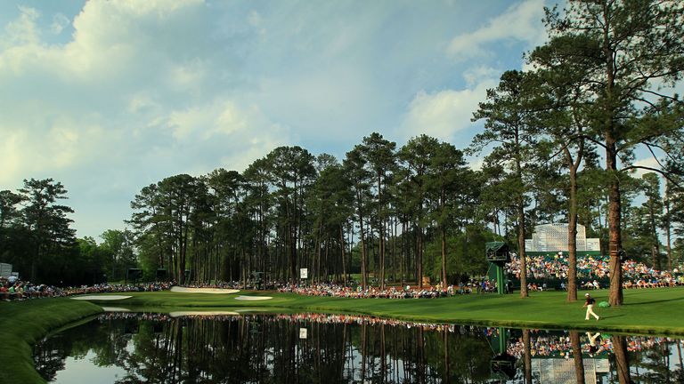 A general view of the play at the 16th hole during the second round of the 2011 Masters Tournament at Augusta National Golf Club 