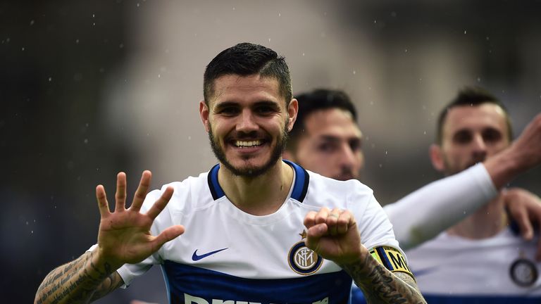 Inter Milan's Mauro Icardi celebrates his winner