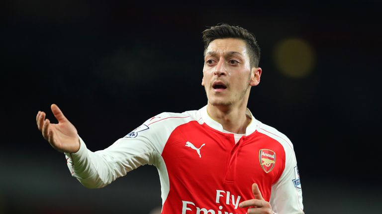 Mesut Ozil of Arsenal in action during the Barclays Premier League match between Arsenal and Swansea City at Emirates Stadium on March 2, 2016