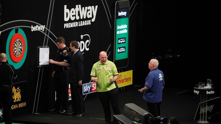 Michael van Gerwen was back to his best with a win over Robert Thornton (Pic: Lawrence Lustig)
