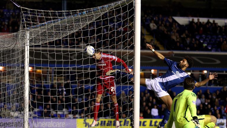 Middlesbrough's Gaston Ramirez scores his side's second goal of the game during the Sky Bet Championship match at St Andrews, Birmingham