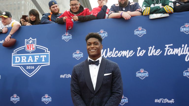 Myles Jack of UCLA arrives to the 2016 NFL Draft at the Auditorium Theatre of Roosevelt University on April 28, 2016 in Chicago, Illinois.