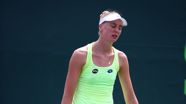 Naomi Broady of Great Britain shows her dejection