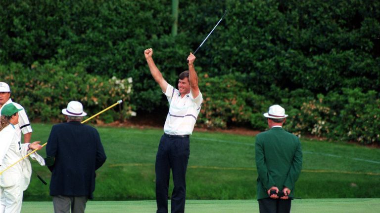 Faldo won another play-off on the 11th green in 1990 after Ray Floyd found water 