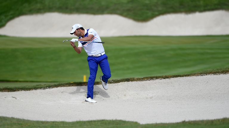 The Spaniard took two to get out of a bunker at the third and then three putted