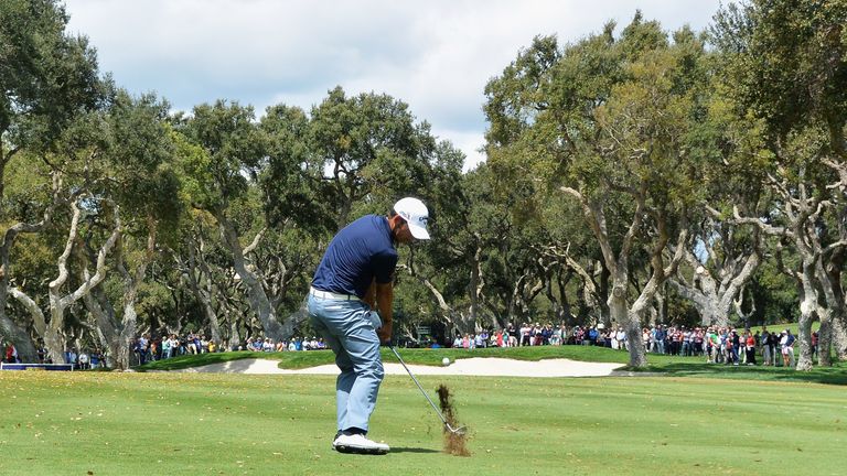 Pablo Larrazabal of Spain plays his second shot from the 8th fairway during day three of the Open de Espana at Real Club Val