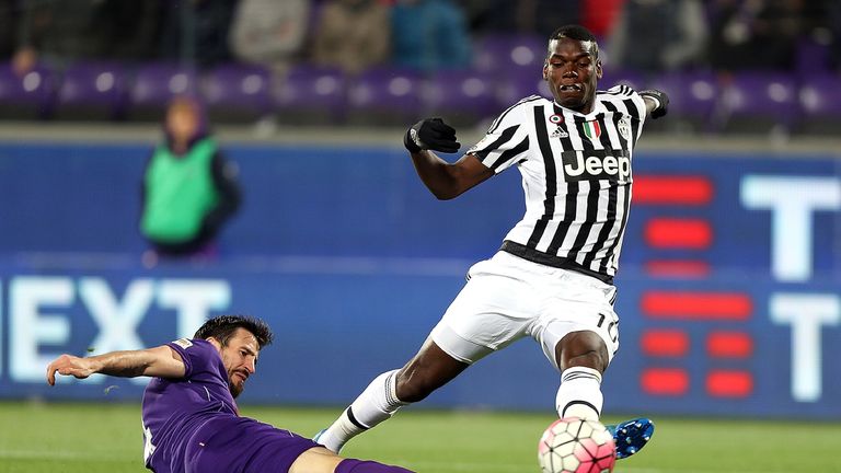 FLORENCE, ITALY - APRIL 24: Paul Pogba of Juventus FC in action during the Serie A match between ACF Fiorentina and Juventus FC at Stadio Artemio Franchi o