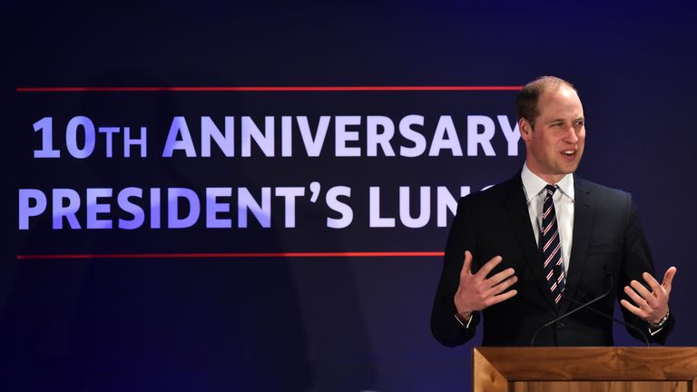 LONDON, ENGLAND - APRIL 06:    Prince William, Duke of Cambridge gives a speech as he attends a Council Lunch to celebrate the 10th Anniversary of the HRH 