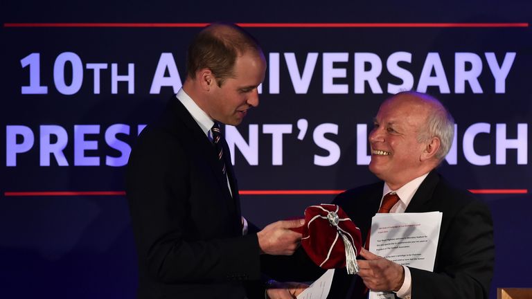 Prince William is awarded an England cap by Greg Dyke