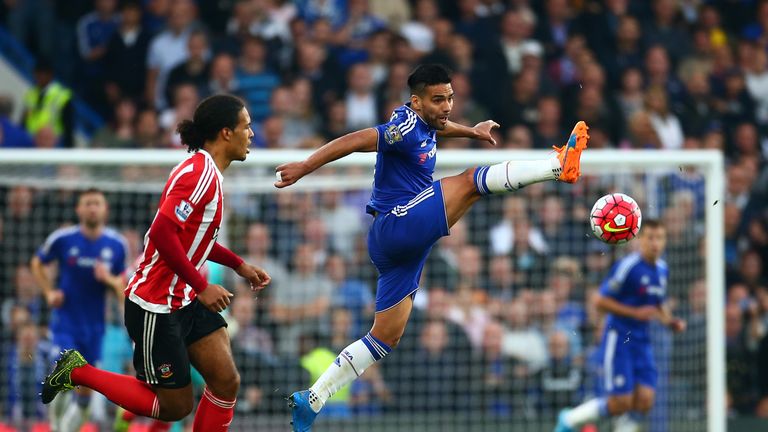 Radamel Falcao in action against Southampton on his only Premier League start for Chelsea