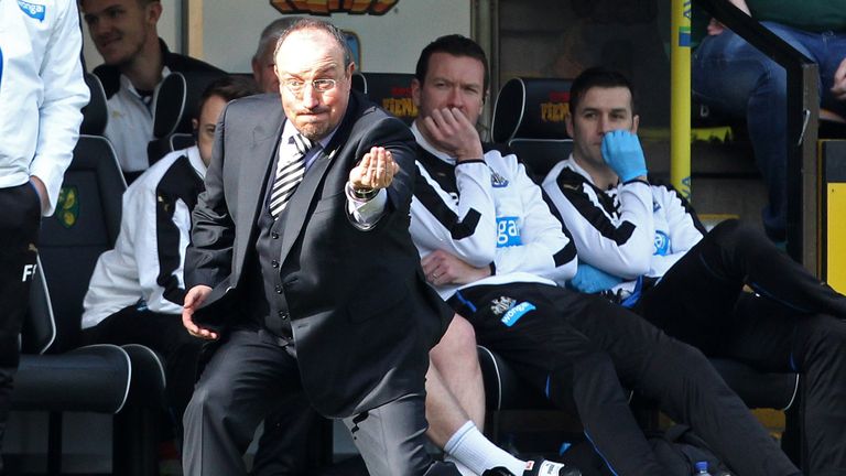 Newcastle Uniteds Spanish manager Rafael Benitez gestures