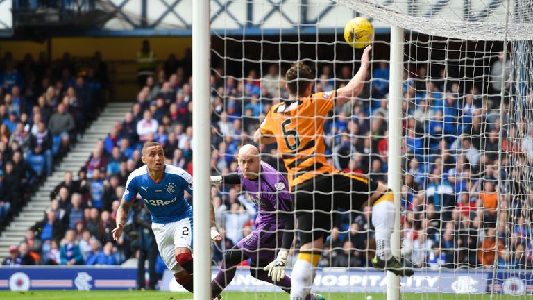 James Tavernier heads Rangers level on the stroke of half-time