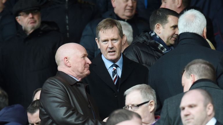 Rangers chairman Dave King (middle) takes in the Scottish Cup semi-final against Celtic