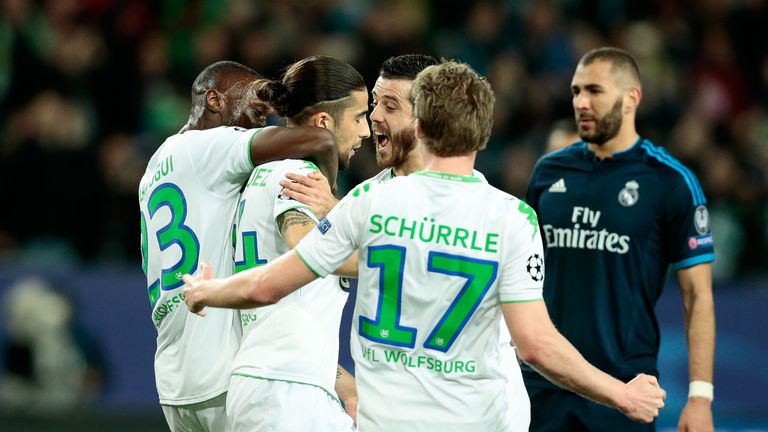 Ricardo Rodriguez and his Wolfsburg team-mates celebrate