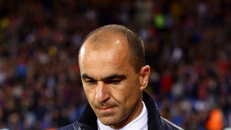 Everton manager Roberto Martinez during the Barclays Premier League match at Selhurst Park, London.