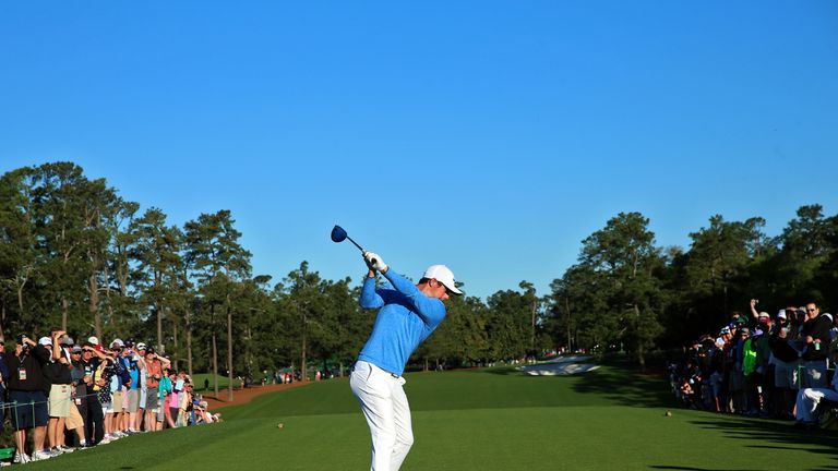 Rory McIlroy during his Tuesday practice round at Augusta