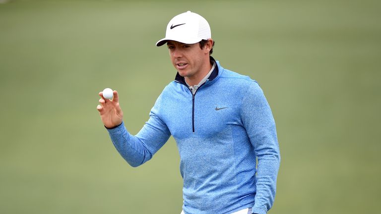 AUGUSTA, GEORGIA - APRIL 10:  Rory McIlroy of Northern Ireland reacts on the second green during the final round of the 2016 Masters Tournament at Augusta 