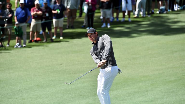 Northern Ireland's Rory McIlroy plays on the 2nd hole during Round 1 of the 80th Masters Golf Tournament at the Augusta National Golf Club