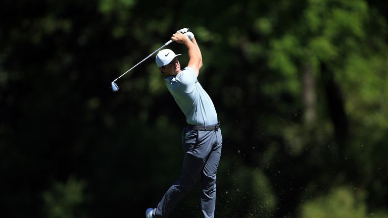 Rory McIlroy of Northern Ireland plays his second shot on the fifth hole during the second round of the 2016 Masters