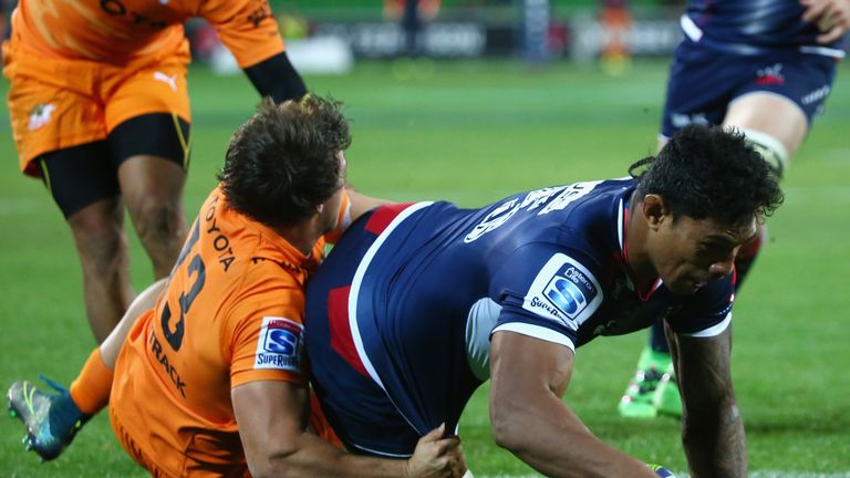 Lopeti Timani scores a try against the Cheetahs in Super Rugby