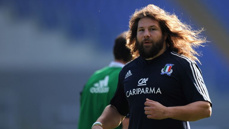 Martin Castrogiovanni of Italy looks on during a training session at Stadio Olimpico