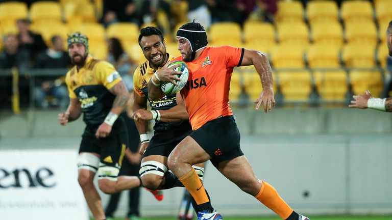 Santiago Garcia Botta of the Jaguares makes a break 