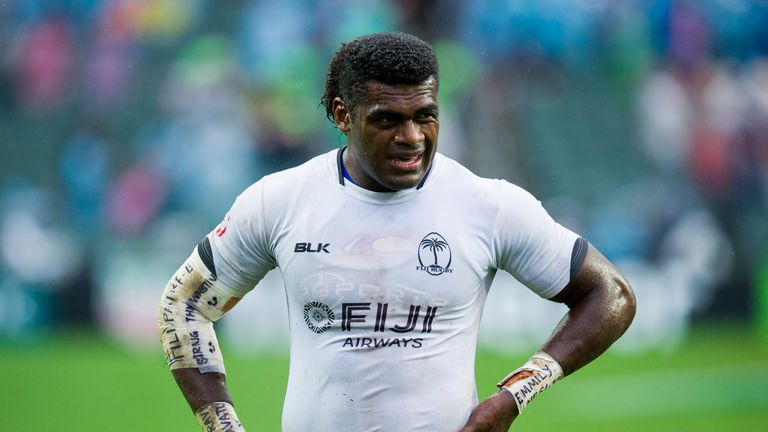 HONG KONG - APRIL 10: Savenaca Rawaca of Fiji reacts during the 2016 Hong Kong Sevens match between Fiji and Kenya at Hong Kong Stadium on April 10, 2016 i