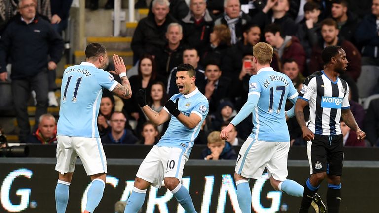 Sergio Aguero celebrates