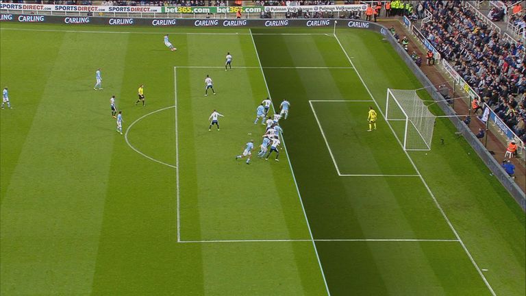 Replays showed Sergio Aguero was offside before he scored Manchester City's opener against Newcastle