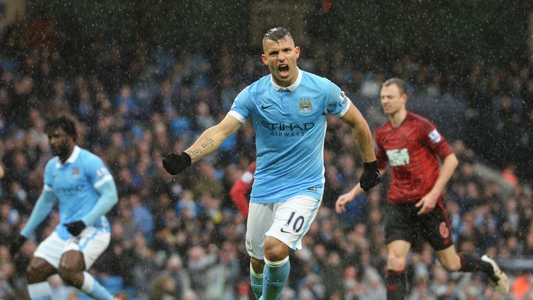 Sergio Aguero of Manchester City celebrates 