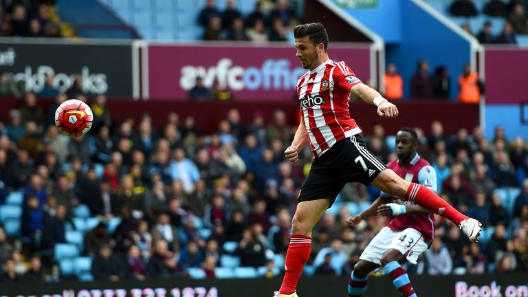 Shane Long scores Southampton's opening goal against Aston Villa