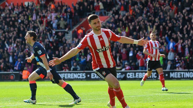 Shane Long celebrates after scoring for Southampton against Newcastle at St Mary's