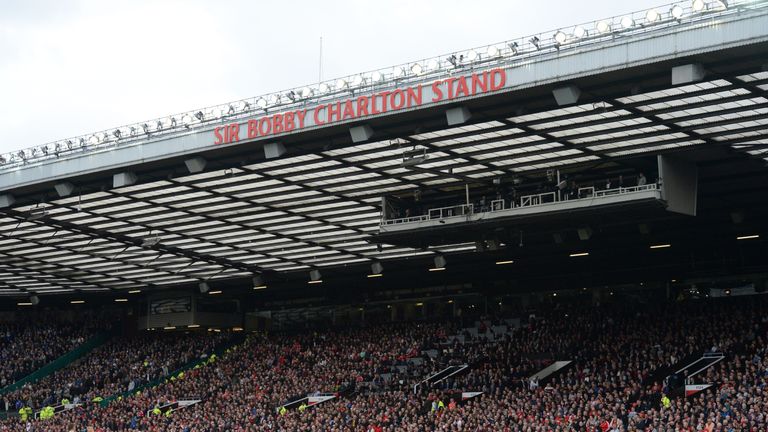 The newly renamed Sir Bobby Charlton Stand at Old Trafford