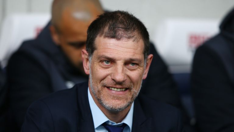 Slaven Bilic manager of West Ham United looks on prior to the Barclays Premier League match between West Bromwich