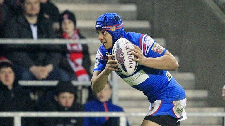 St Helens v Wakefield Trinity Wildcats - Langtree Park, St Helens, England
Wakefield Trinity Wildcats Ben Jones Bishop Runs In To Score A Try