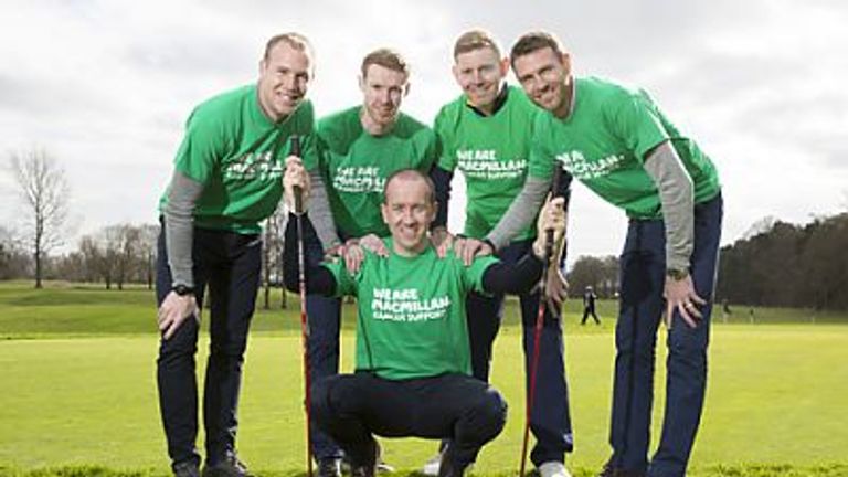 L to R David Clarkson, Stephen Pearson, Stephen Gallacher, Stephen McManus and Linlithgow golf pro Kenny Monaghan